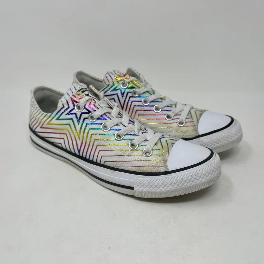 Converse All Star Sneakers Rainbow Star Women's 8 White 8.2.4:I.8.3